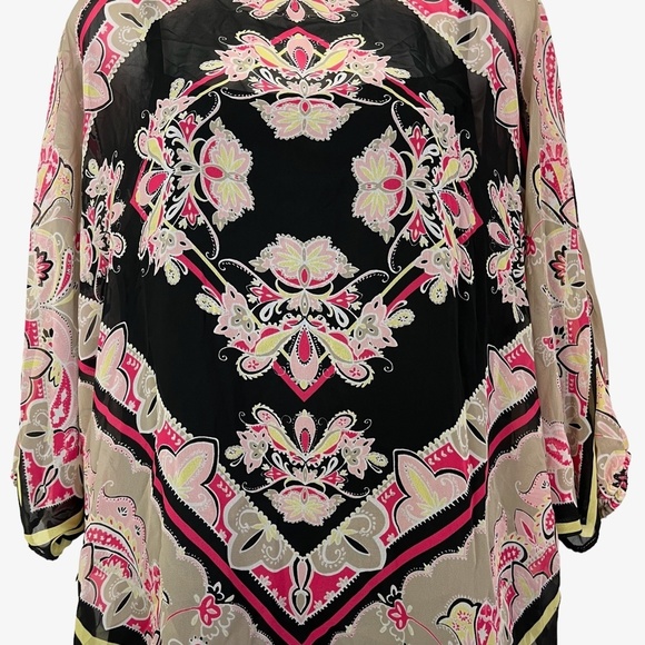 DANA BUCHMAN Oversized Top Black Pink Dolman Sleeve Lined Flowy Top Shirt sz M - Picture 3 of 16
